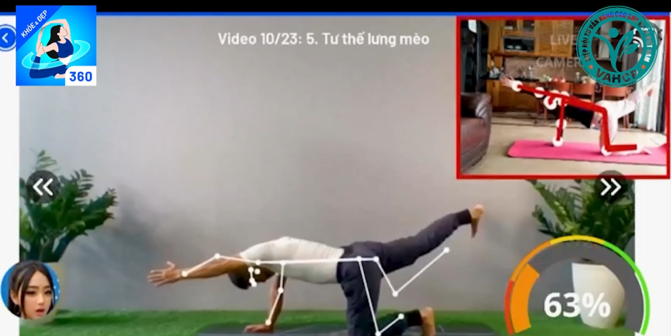 Giao diện trợ lý ảo AI và các công cụ theo dõi sức khỏe trên nền tảng Khỏe Đẹp 360